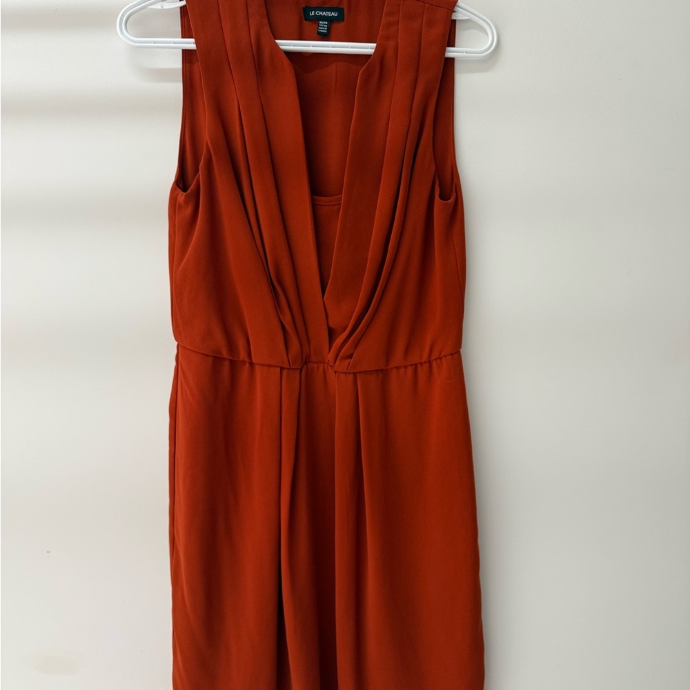 Le Chateau Sleeveless Midi Dress in Deep Rust